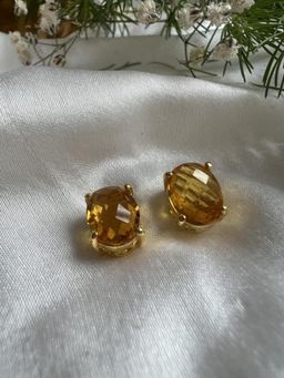 XAGO - Gold Toned Orange Curcular Shaped Stud Earring