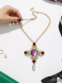 XAGO - Celestia Gemstone Pendant Necklace Multi-Stone Statement With Hydro Garnet