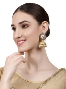 XAGO - Aarna Kundan Enameled Jhumka Earrings