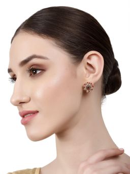 XAGO - Shante Ruby, Purple Stone And Clear Quartz Studded Studs