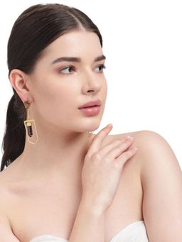 XAGO - Naamah Amethyst Stone and Smokey Quartz Contemporary Earrings