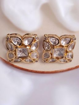 XAGO - Le Luis Gold Plated, Moissanite Studded Stud Earrings