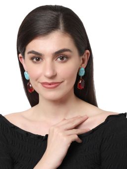 XAGO - Le Valeria Turquoise And Garnet 2 In 1 Convertible Drop Earrings