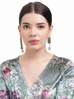 XAGO - Regina Sunstone, Rose Quartz And Green Onyx Asymmetric Earrings