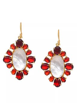 XAGO - Theo Drop Earrings With Red Garnet And Mother Of Pearl