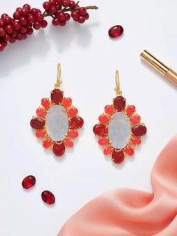 XAGO - Willa Earrings With Ruby, Coral and Mother Of Pearl