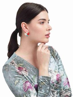 XAGO - Sancha Coral, Pearls, Turquoise And White Agate Studs