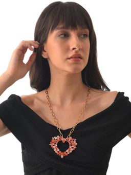 XAGO - Lara Pink And Rose Red Coloured Heard Shaped Necklace