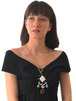 XAGO - Multicolour Square Shape Moonstone Necklace