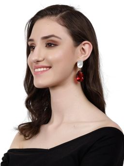 XAGO - Nitya Mother Of Pearl And Red Onyx Convertible Drop Earrings