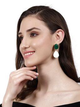 XAGO - Amata Mother Of Pearl And Green Onyx Convertible Drop Earrings