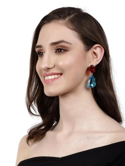 XAGO - Arya Red Onyx And Blue Topaz Gold Plated Convertible Earrings