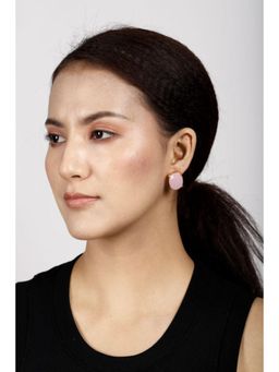 XAGO - Bacca Pink Onyx Gold Plated Studs