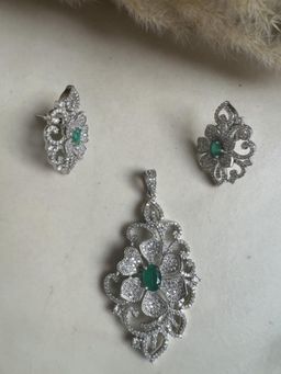 XAGO - Le Amor Silver-Plated and Green Ad-Studded