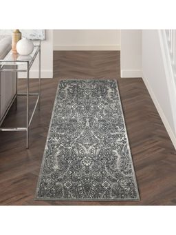 OBSESSIONS - Anti-Static Machine Made Polyester Bedside Runner, Grey and Black (2.5 x 5 Feet)