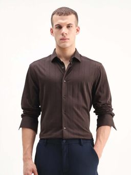 Rare Rabbit - Men Vert-Ls-25 Brown Primary Shirt