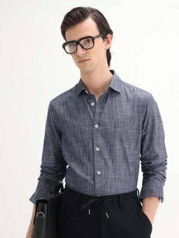 Rare Rabbit - Men Slub Blue Shirt