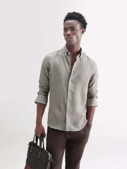 Rare Rabbit - Men Brisbane Ls Grey Primary Shirt