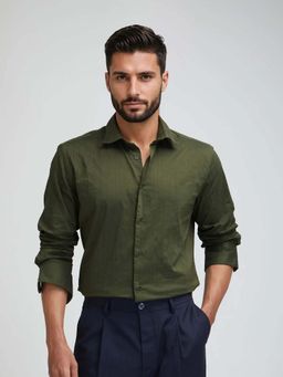 Rare Rabbit - Men Jerna-B Olive Primary Shirt