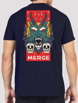 Greylongg - Navy Blue Comfortable Men Round Neck T-Shirt