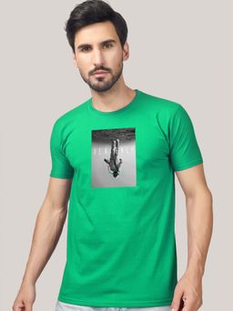 Greylongg - Green Men Graphic Round Neck T-Shirt
