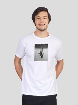 Greylongg - White Men Graphic Round Neck T-Shirt