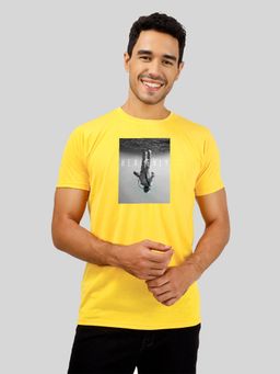 Greylongg - Yellow Men Graphic Round Neck T-Shirt
