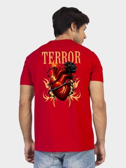 Greylongg - Red Men Round Neck Graphic Printed T-Shirt