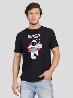 Greylongg - Black Comfortable Men Graphic Printed Round Neck T-Shirt