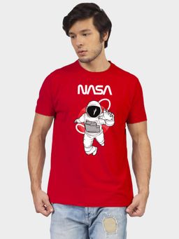 Greylongg - Red Comfortable Men Graphic Printed Round Neck T-Shirt