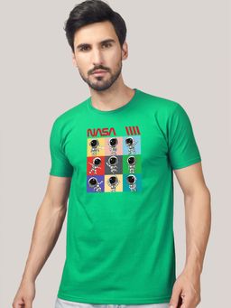 Greylongg - Green Men Round Neck Printed T-Shirt