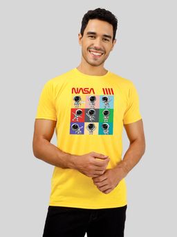 Greylongg - Yellow Men Round Neck Printed T-Shirt
