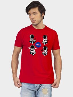 Greylongg - Red Comfortable Men Round Neck Graphic T-Shirt