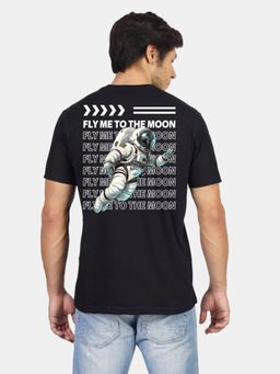 Greylongg - Black Comfortable Round Neck Graphic T-Shirt