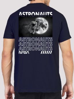 Greylongg - Navy Blue Comfortable Men Graphic Round Neck T-Shirt