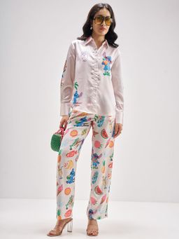 TOKYO TALKIES - White Disney Stitch Printed Satin Co-Ord Set