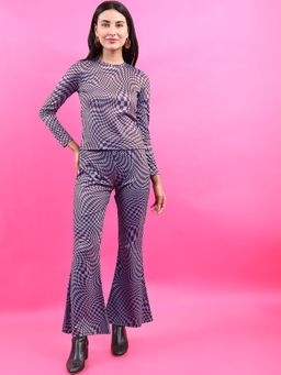 TOKYO TALKIES - Blue and Brown Geometric Printed Co-Ord Set