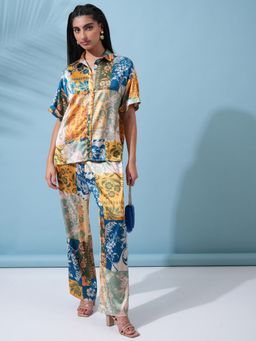 TOKYO TALKIES - Multi-Color Floral Printed Satin Co-Ord Set