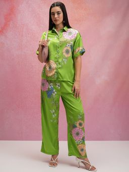 TOKYO TALKIES - Green and Pink Floral Printed Co-Ord Set