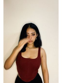 SUGERCANDY - Maroon Chich Corset Top