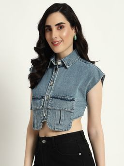 SUGERCANDY - Denim Pocket Crop Top