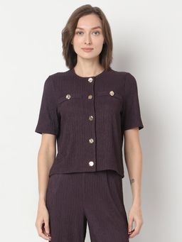VERO MODA - Plum Crinkle Weave Top