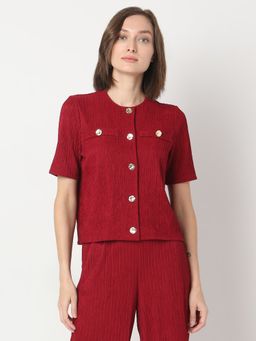 VERO MODA - Red Crinkle Weave Top