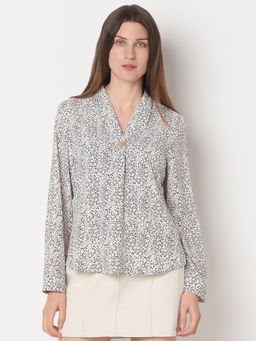 VERO MODA - White Ditsy Animal Print Top