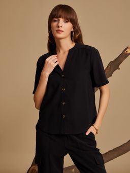 Kazo - Jolene Black Solid Shirt