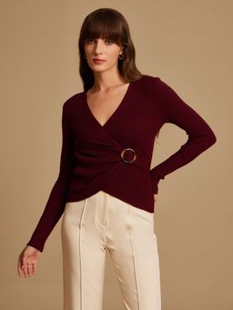 Kazo - Wrap Winter Top with Buckle