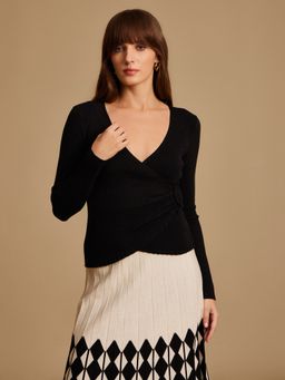 Kazo - Wrap Winter Top with Buckle