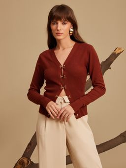 Kazo - Hook and Eye Detail Winter Top