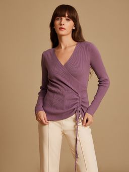 Kazo - Ruched Lilac Winter Top