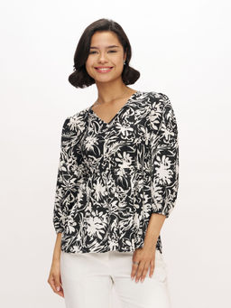 Aask - Womens Polyester Printed Black Color Regular Top